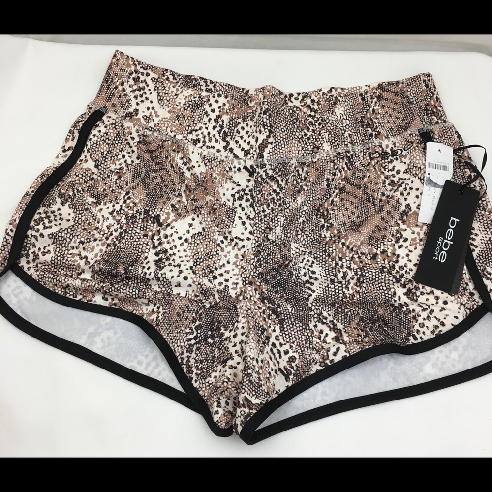 Bebe Sport Stretch Shorts Snakeskin NWT Sz M